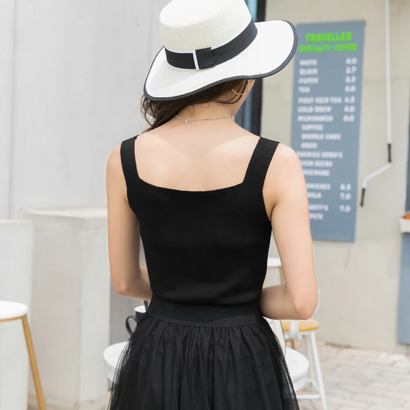 Knitted Women Tank Top Underwear Sexy Padded V Neck Backless Crop Tops Camisole Female Sleeveless Solid Intimate Lingerie Tops