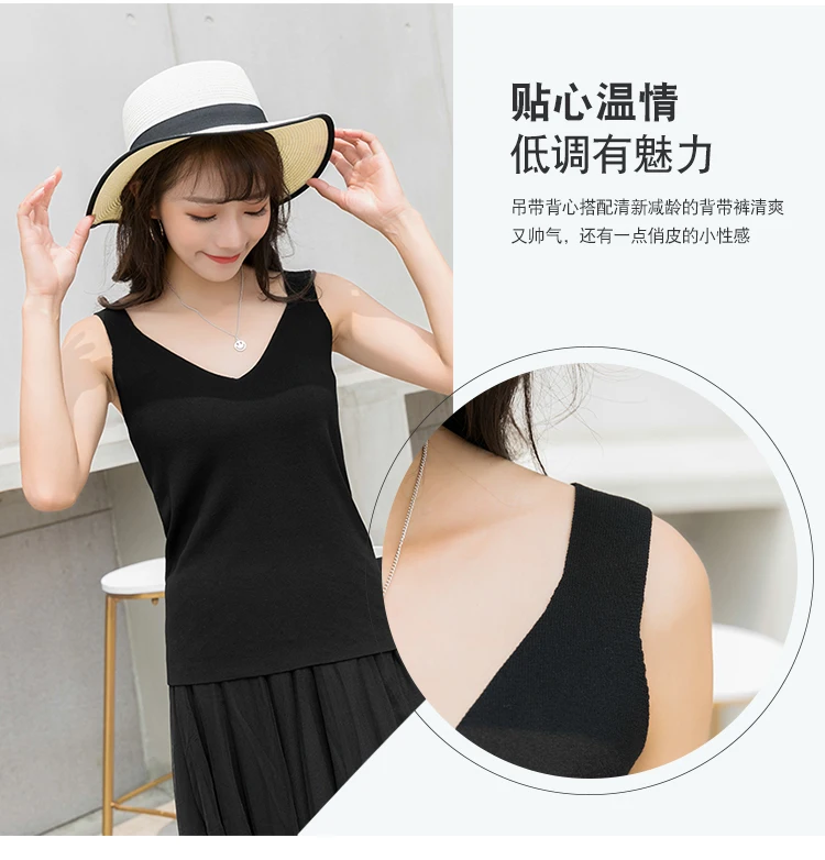 Knitted Women Tank Top Underwear Sexy Padded V Neck Backless Crop Tops Camisole Female Sleeveless Solid Intimate Lingerie Tops