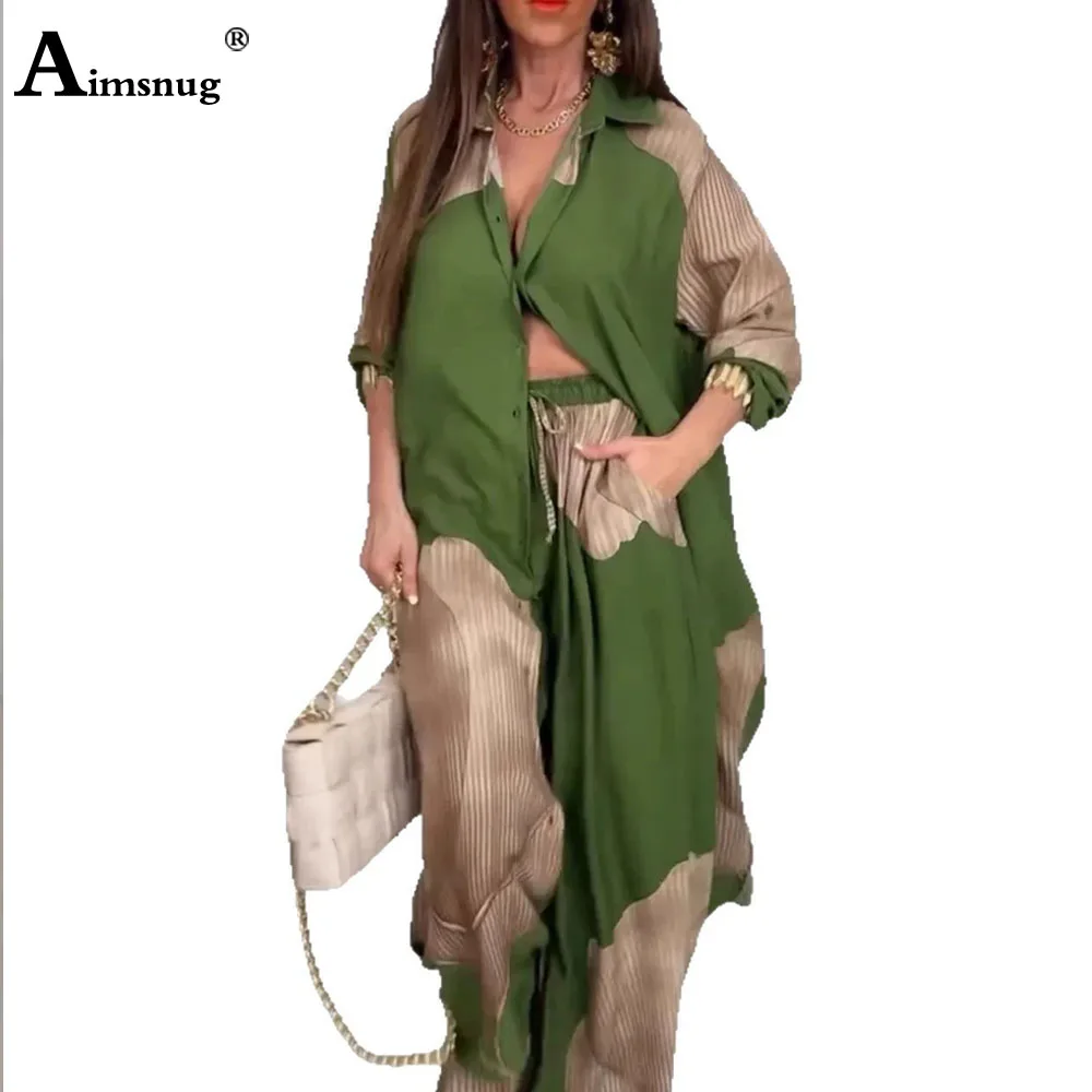 2025 Autumn Boho 3D Print Two Piece Sets Women Tracksuit set female long sleeves casual Blouse and Wide Leg Pants Co-ords New