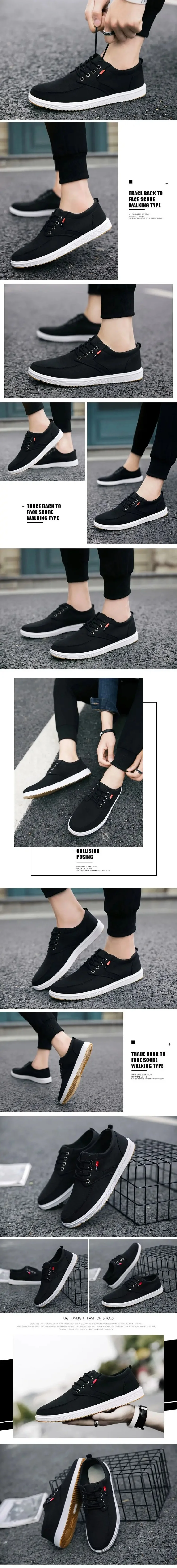 Odor Resistant Canvas Shoes Men Casual Sneakers Slip On Trainers Male Summer Breathable Espradilles Man Black Plimsolls Shoes