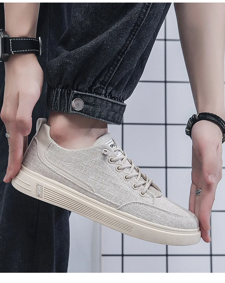 Odor Resistant Canvas Shoes Men Casual Sneakers Slip On Trainers Male Summer Breathable Espradilles Man Black Plimsolls Shoes