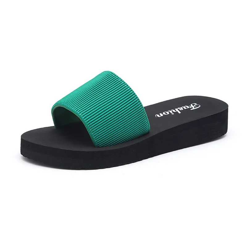 Fashion Wedge Heels Slippers Women Flip Flops Summer Thick Bottom Sandals Platform Slippers Soft Beach Shoes Non-Slip Slides