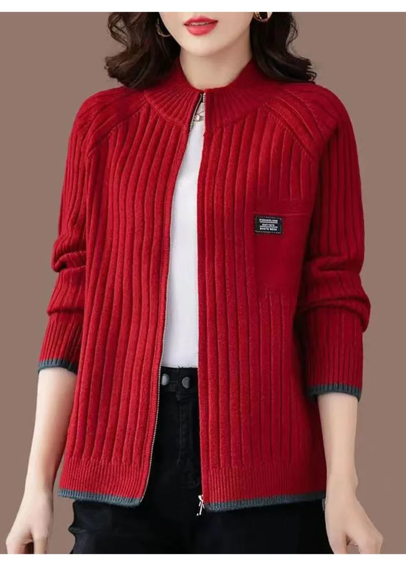 Knitted Autumn And Winter Baseball Uniform Cardigan Women's New Solid Color Long Sleeve Sweater Korean Version Loose Wild Coat