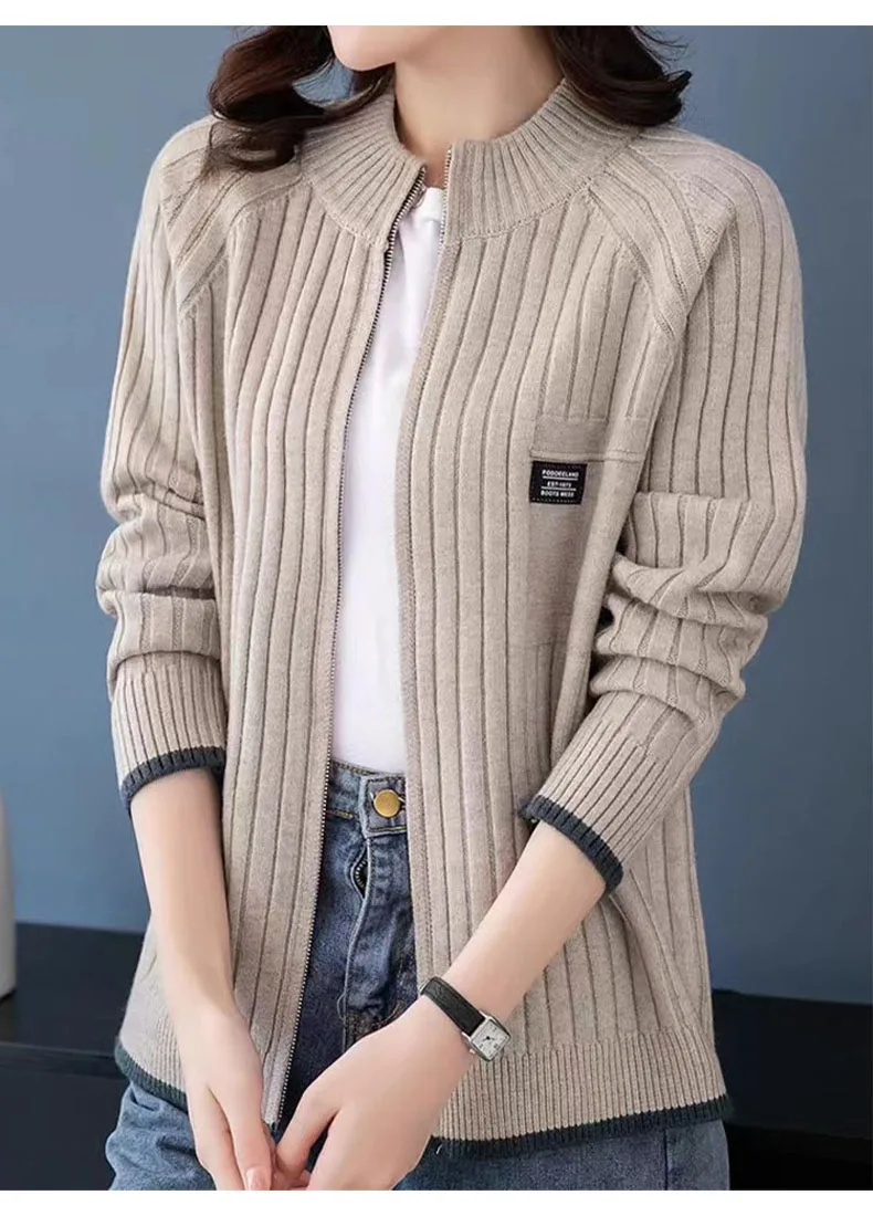 Knitted Autumn And Winter Baseball Uniform Cardigan Women's New Solid Color Long Sleeve Sweater Korean Version Loose Wild Coat
