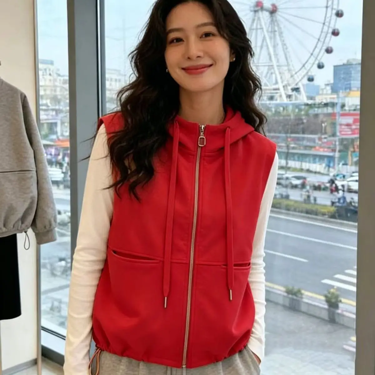 Women's Cotton Hooded Sweatshirt Vest Cotton Sleeveless Top Korean Fashion Sleeveless Cardigan Thin Streetwear Loose Leisure New