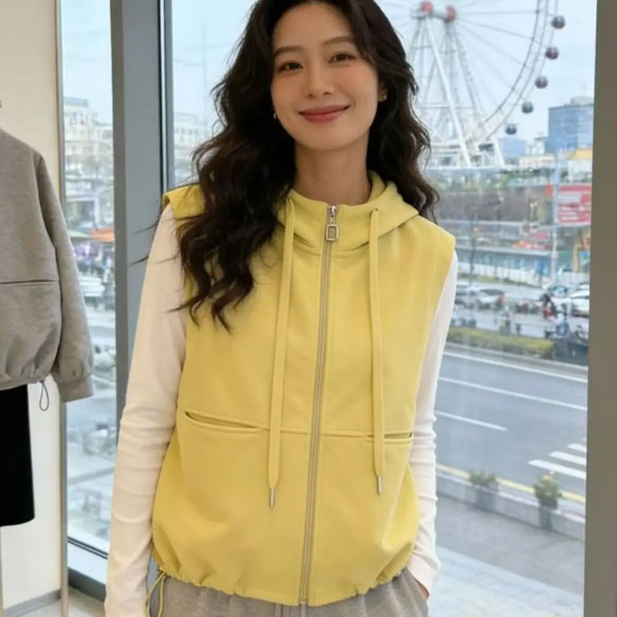 Women's Cotton Hooded Sweatshirt Vest Cotton Sleeveless Top Korean Fashion Sleeveless Cardigan Thin Streetwear Loose Leisure New