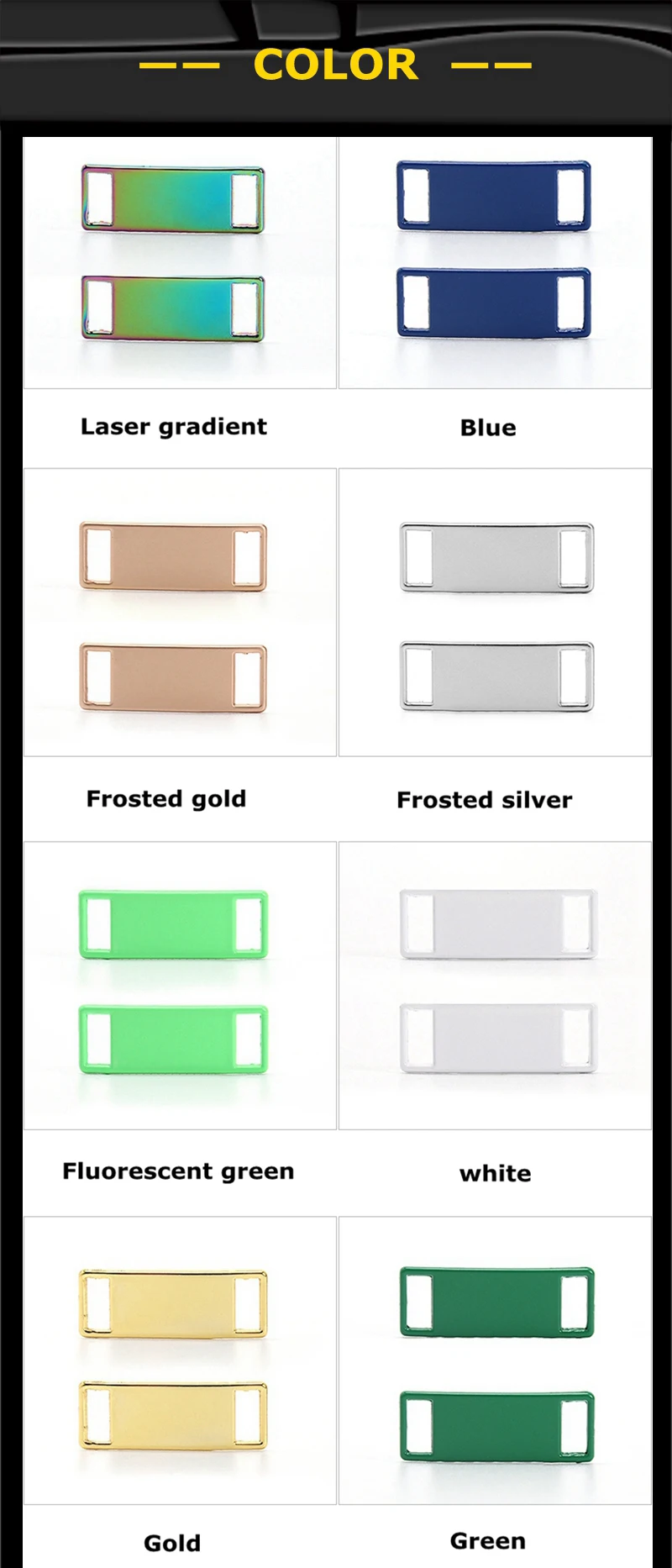 2 Pcs Blank Metal Shoelace Buckles Stylish Sneaker Decorations Fits All Types of Flat Shoelaces Shoe Accessories