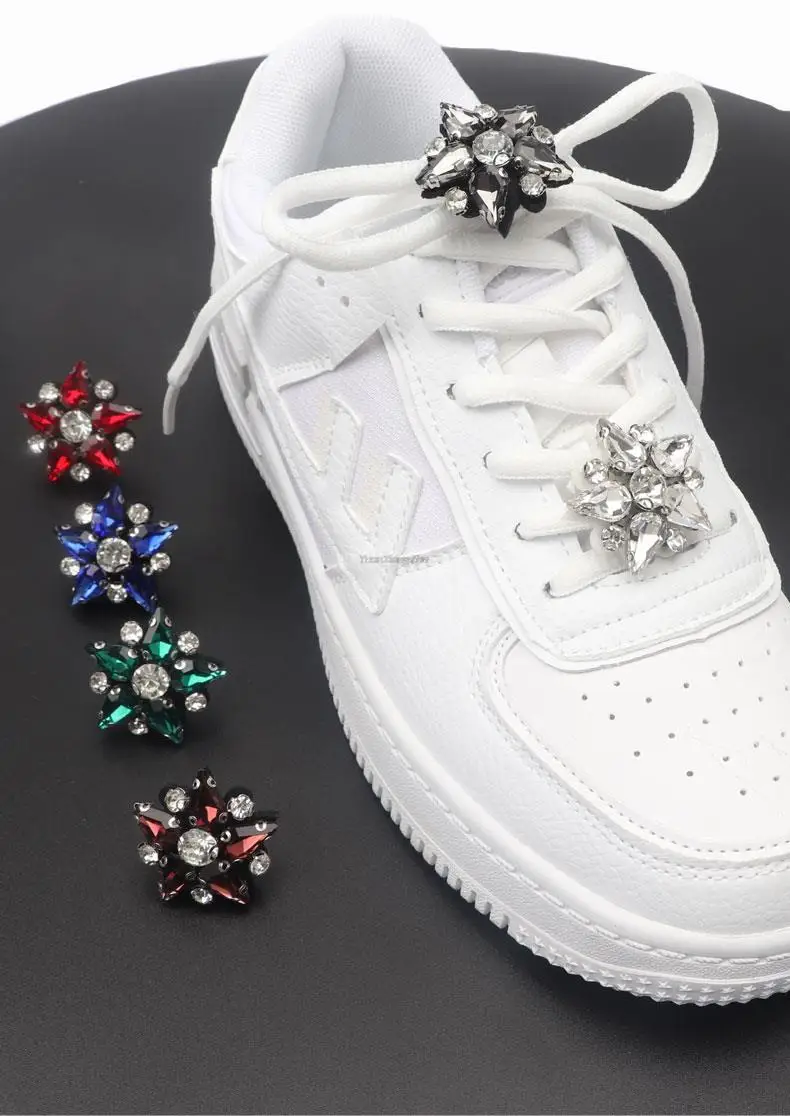 Colorful Gems Shoe Charm Fashion Rhinestones Sneaker Charms Girl Gift Shoe Decoration Af1 DIY Shoelaces Buckles Shoes Accesories