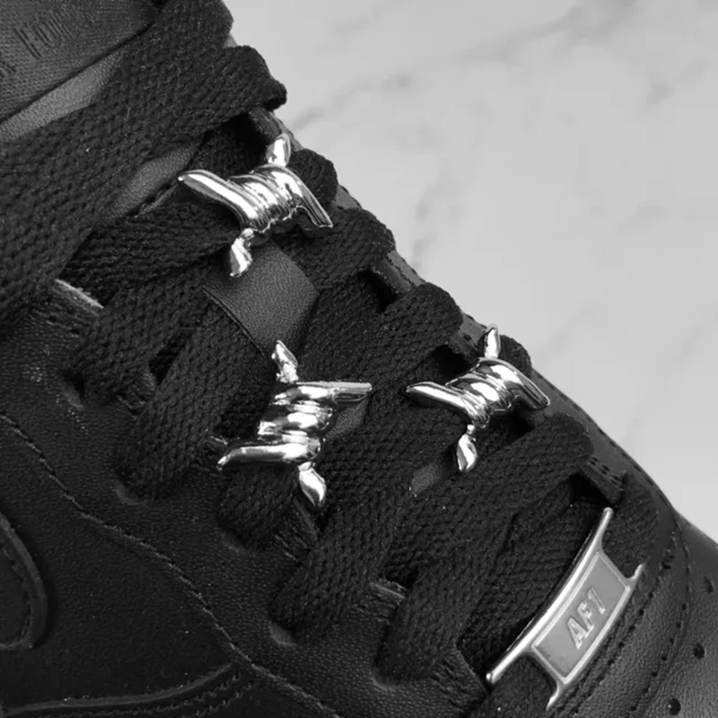Shoe Decorative Luxurious for AF1 AJ1 Flower Sneakers Iron Ring Shoelaces Metal Buckles Wire Thorn Knot Shoe Charms Accessories