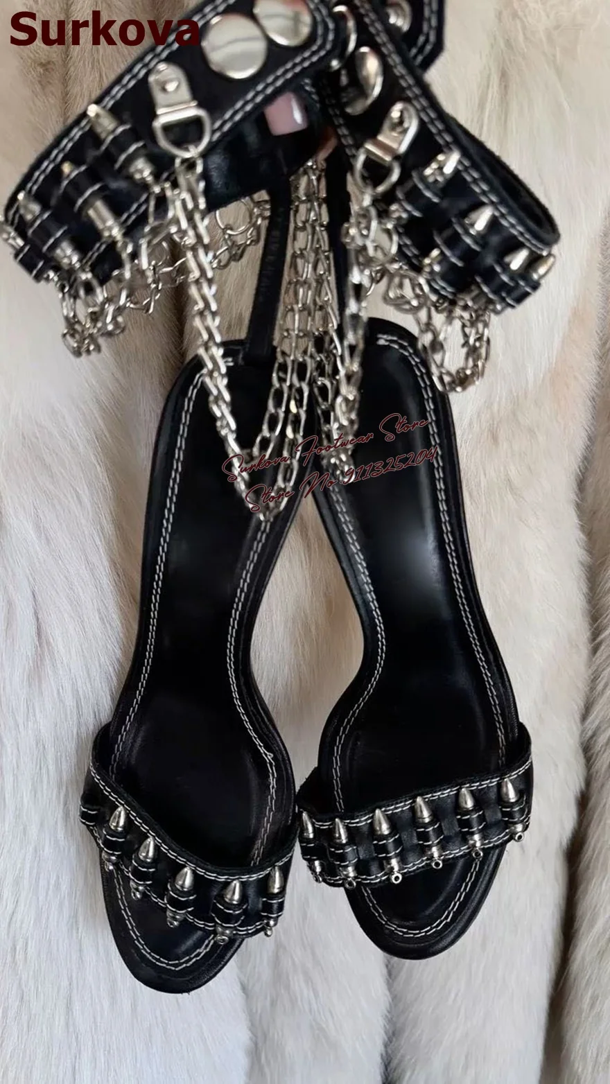 Surkova Purple Elegant Butterfly-knot Chunky Heel Sandals High Platform Open Toe Bowtie Dress Shoes Buckle Strap Block Heels