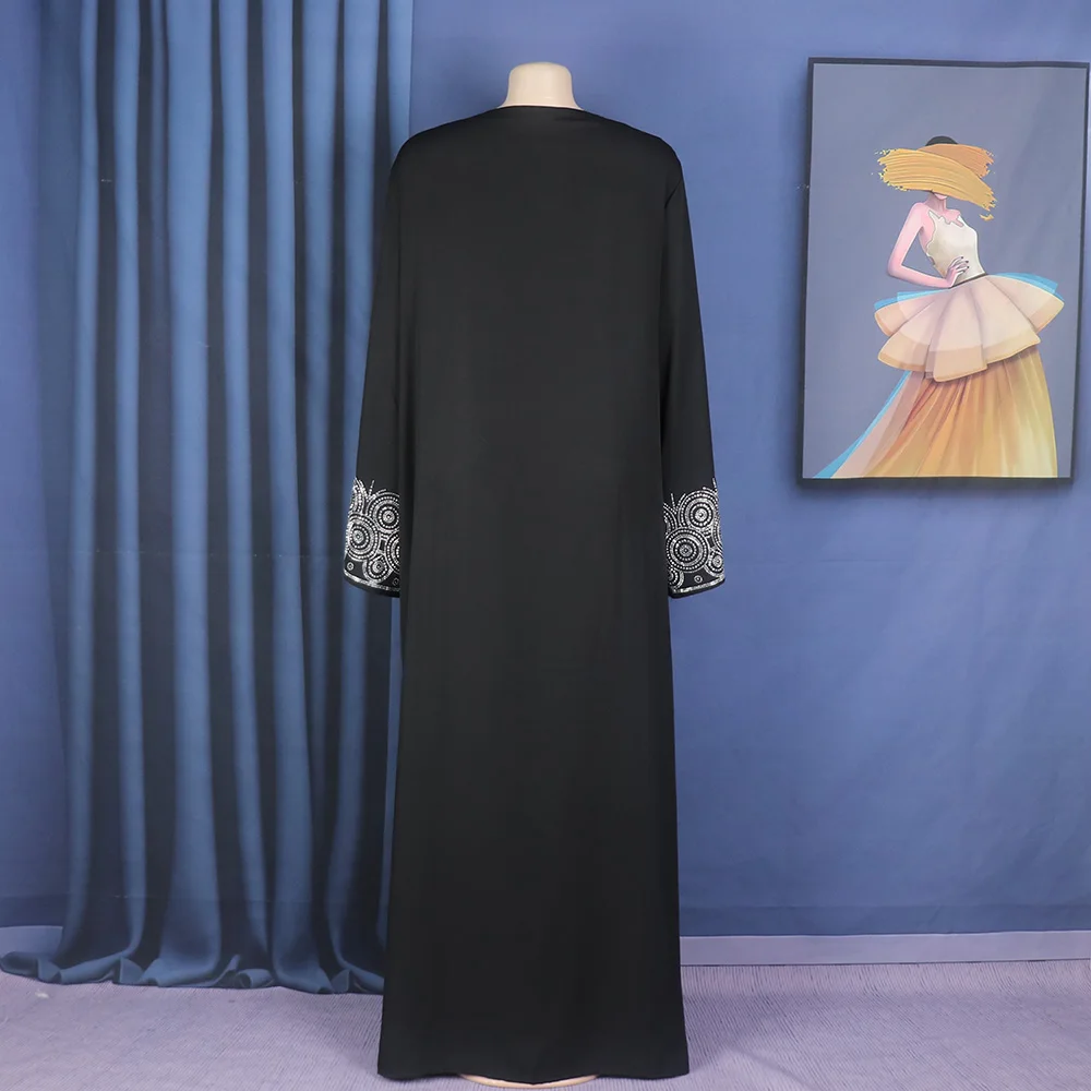 African Mother Luxury Robe Skirt Loose Fashion V-Neck Diamond Long Sleeve