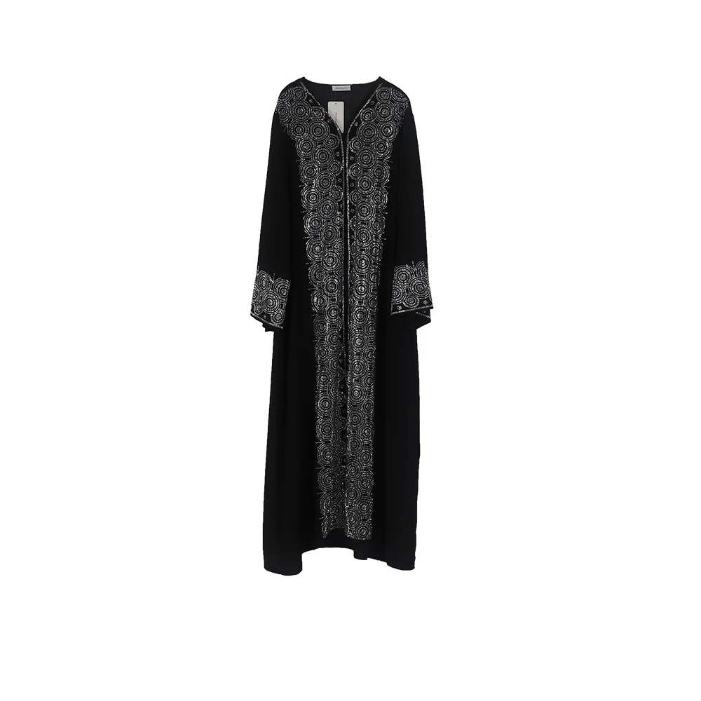 African Mother Luxury Robe Skirt Loose Fashion V-Neck Diamond Long Sleeve