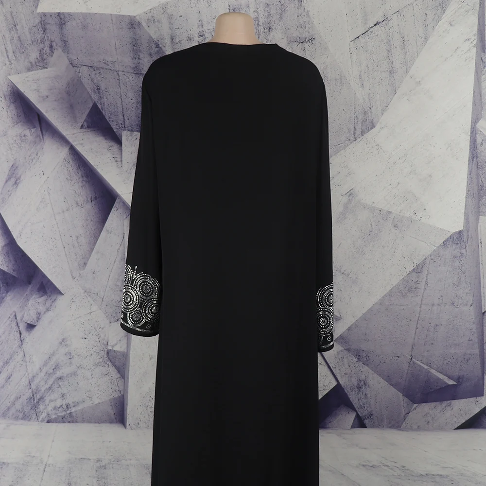 African Mother Luxury Robe Skirt Loose Fashion V-Neck Diamond Long Sleeve