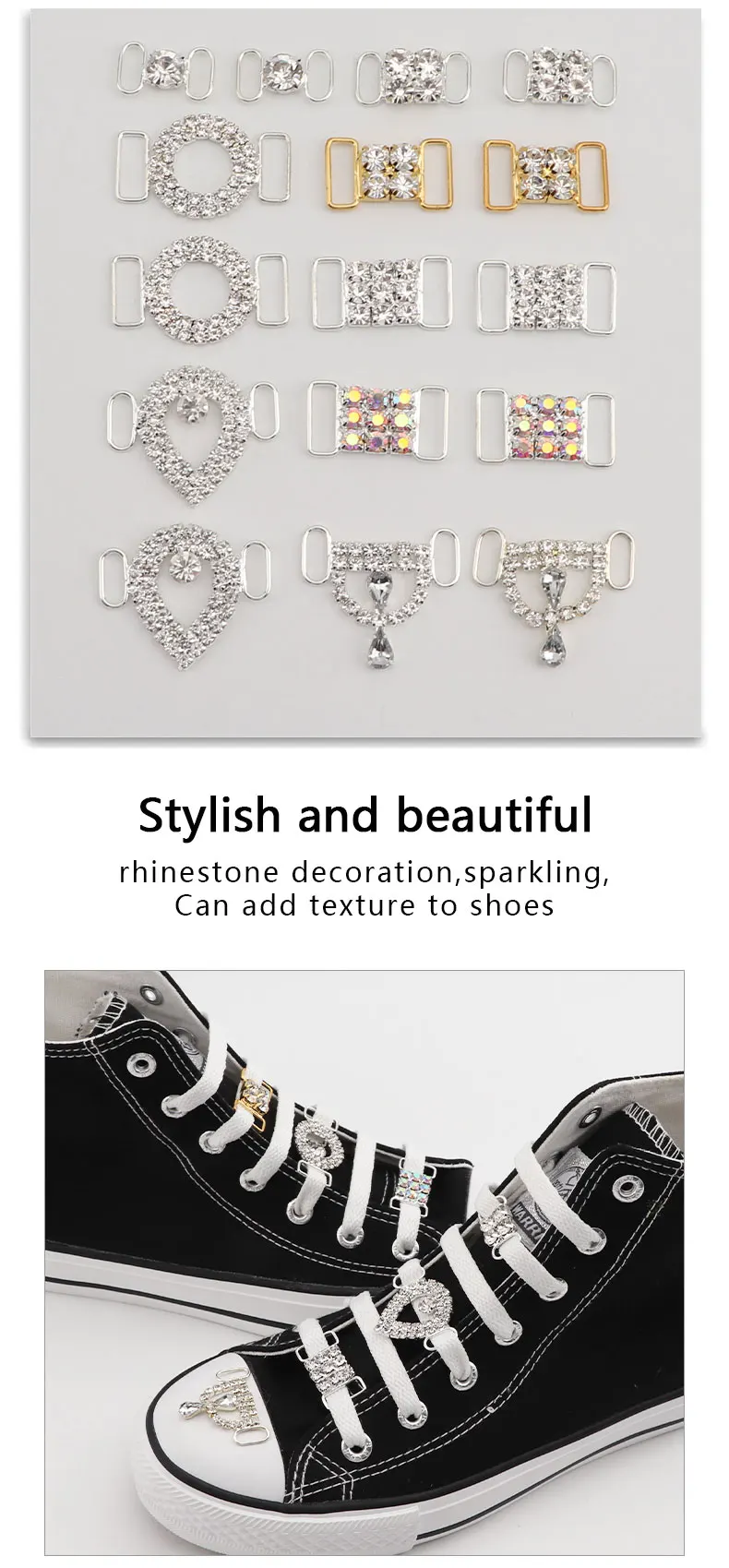 Luxurious Diamond Shoelaces Metal Buckle for Rhinestone Shoe Decorations Charms Metal Laces Lock Sneakers Shoes Accessories