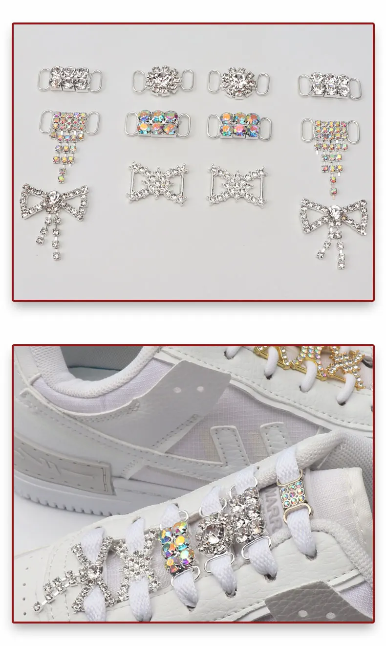 Luxurious Diamond Shoelaces Metal Buckle for Rhinestone Shoe Decorations Charms Metal Laces Lock Sneakers Shoes Accessories