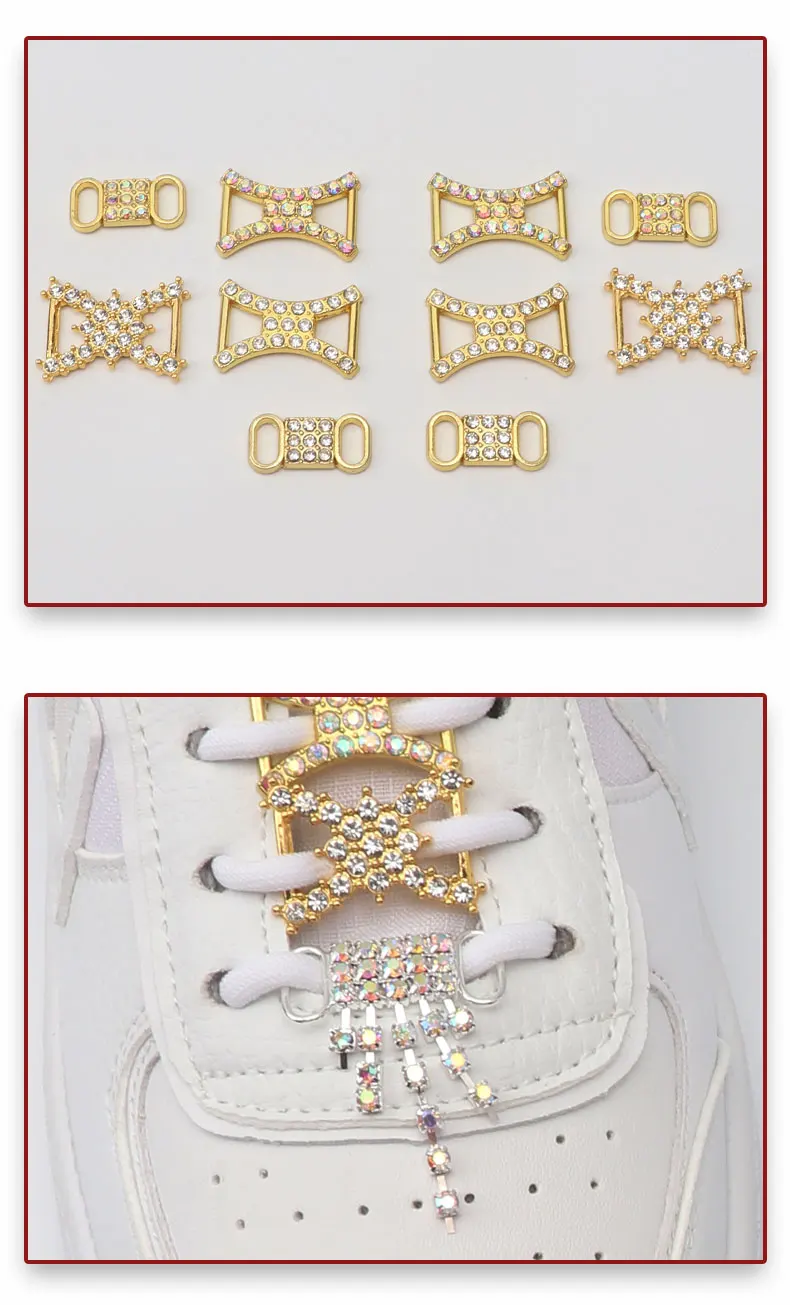 Luxurious Diamond Shoelaces Metal Buckle for Rhinestone Shoe Decorations Charms Metal Laces Lock Sneakers Shoes Accessories