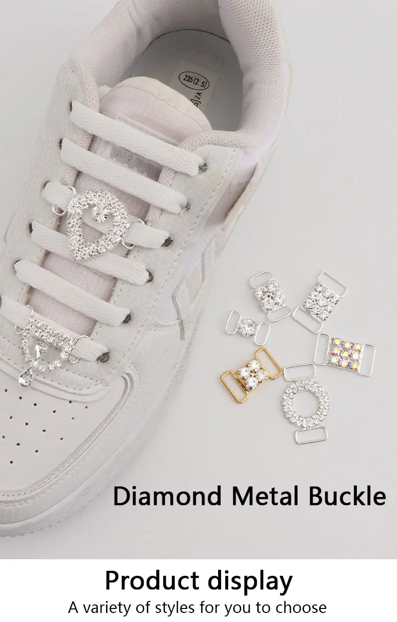 Luxurious Diamond Shoelaces Metal Buckle for Rhinestone Shoe Decorations Charms Metal Laces Lock Sneakers Shoes Accessories