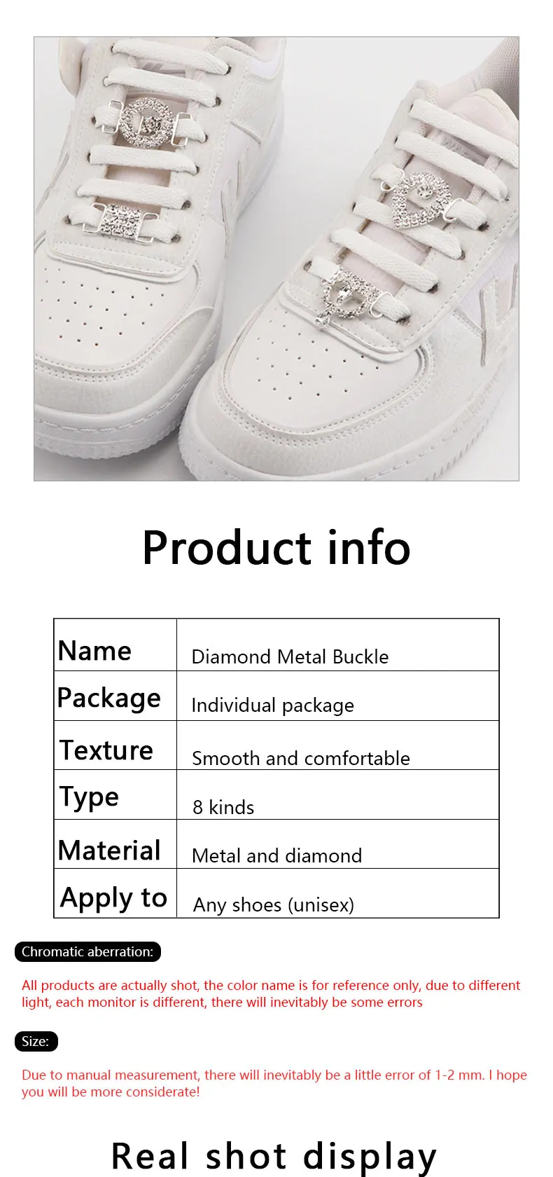 Luxurious Diamond Shoelaces Metal Buckle for Rhinestone Shoe Decorations Charms Metal Laces Lock Sneakers Shoes Accessories