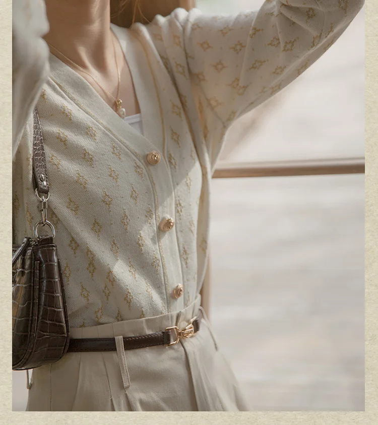 Autumn Winter Women Wool Blend Sweater Slim V-neck Cardigan Female Warm Casual Knitted Printing Bottoming Coat Comfortable Tops