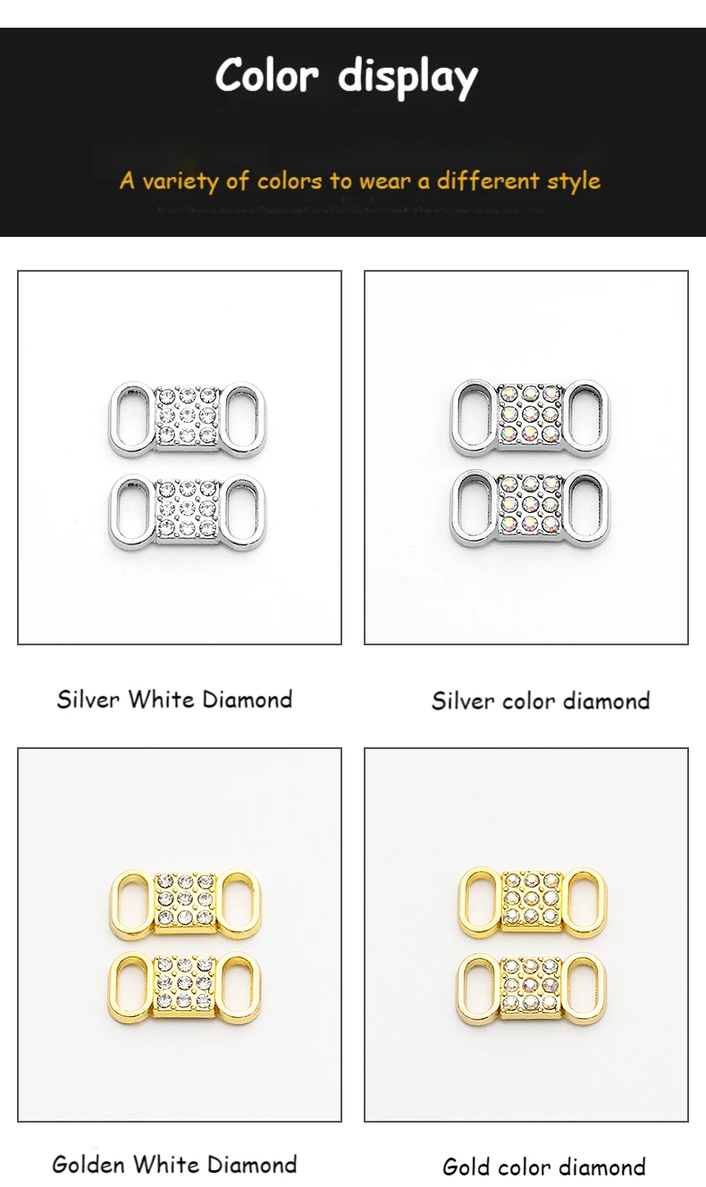 1 Pair New Diamond Shoe Charms Fashion Laces Buckle Quality Metal Shoelaces Decorations Chapa Shoes Accessories