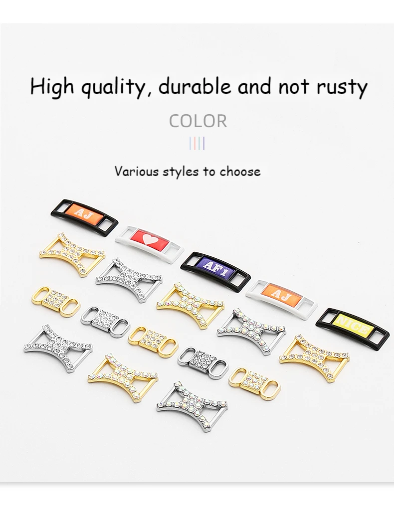 1 Pair New Diamond Shoe Charms Fashion Laces Buckle Quality Metal Shoelaces Decorations Chapa Shoes Accessories