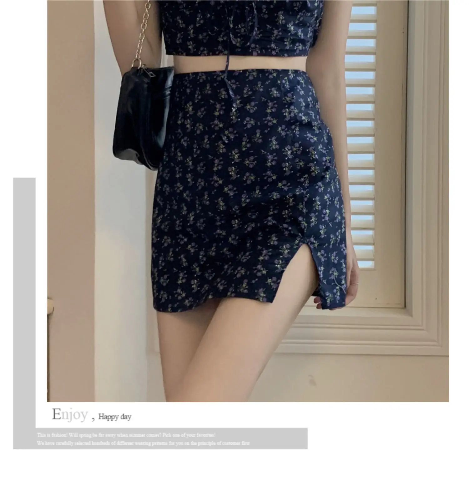 KPOP Dress Sweet Shorts Sets Broken Flower Skirts Exposed Navel Two Piece Set Women Split Skirt Puff Sleeve 2 Piece Sets 2022