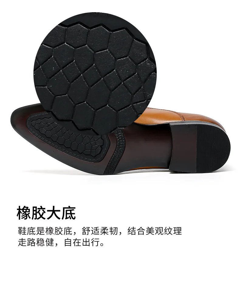 Top Layer Cowhide Shoes Men's Shoes Genuine Leather Business Dress Shoes Men British Pointed Toe Formal Slip-On Shoes