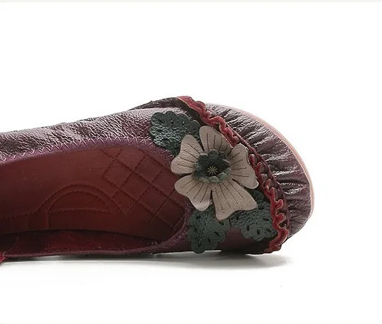 Retro Boho Shoes Women Genuine Leather Loafers Ladies Luxury Flats Ethnic Style Dressy Shoes Women's Cowhide Leather Flat Shoes