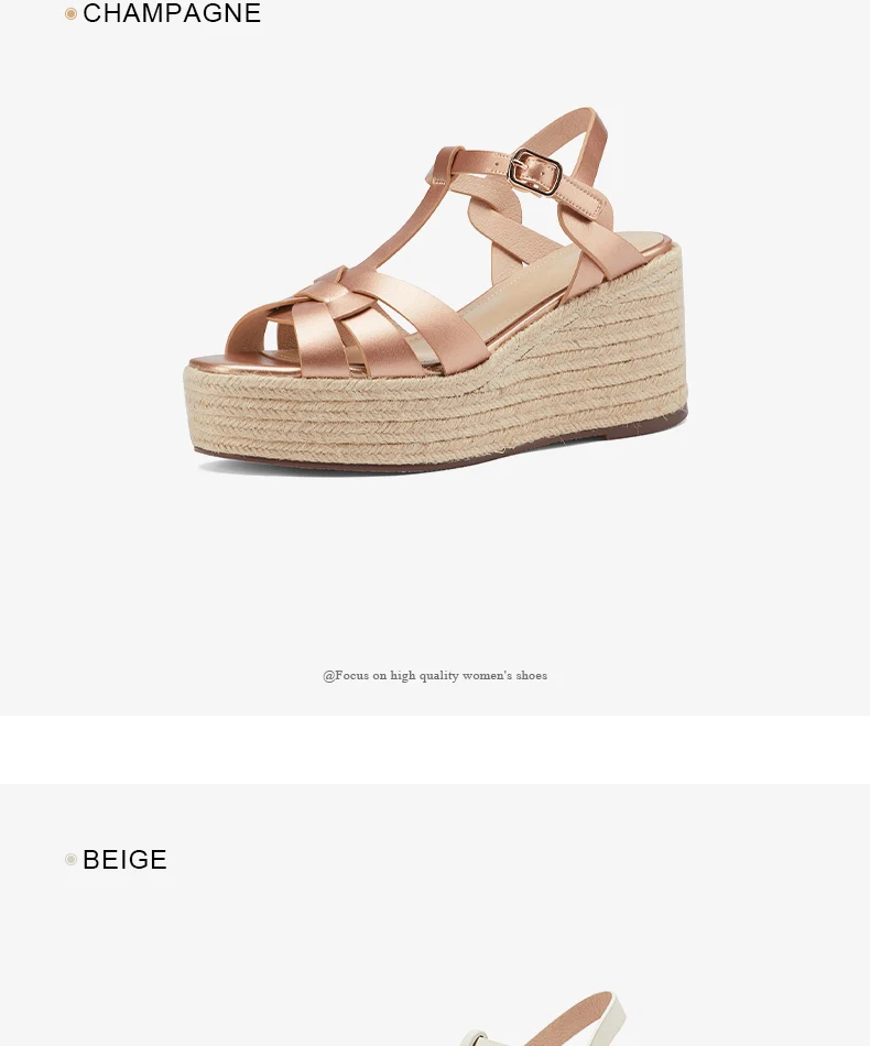 2021 New Brand Genuine Leather Women Sandals Fashion Wedges Peep Toe Platform Shoes Woman Summer T-Strap Dress Party Shoes Woman