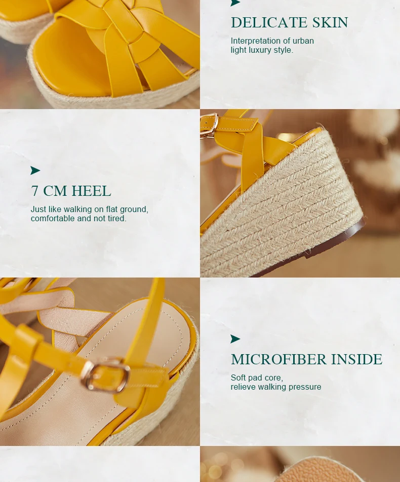 2021 New Brand Genuine Leather Women Sandals Fashion Wedges Peep Toe Platform Shoes Woman Summer T-Strap Dress Party Shoes Woman