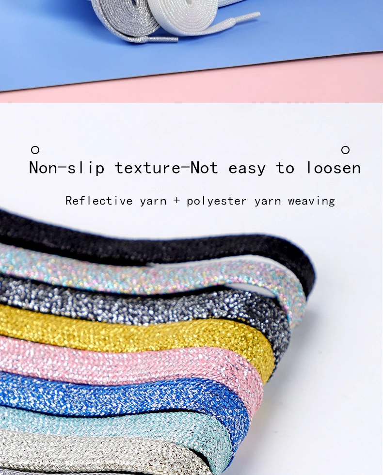 Colorful Shoelaces Glitter White Shoelaces of Sneakers Metallic Shiny Gold Shoelace Silver Flat Shoe Laces Sports Running Laces
