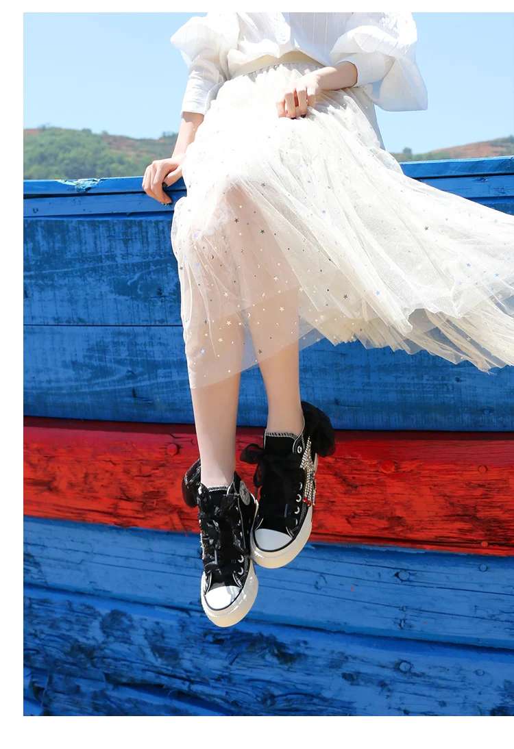 New Women DIY Custom-made Creative Casual Shoes Wild Cute Girl's Lace Canvas Shoes High Top Fashion Sneaker Ins Rhinestone Shoes