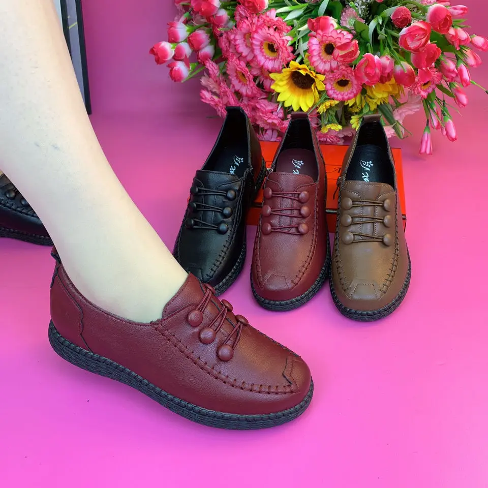 2022 Fashion Women Leather Flats Spring Shoes Comfort Fashion Classic Loafers Casual Leather Shoes Women Large Size 42 Flat shoe