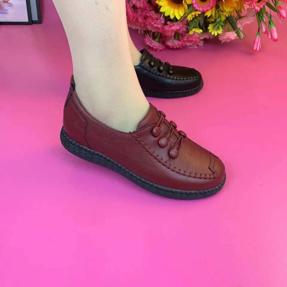 2022 Fashion Women Leather Flats Spring Shoes Comfort Fashion Classic Loafers Casual Leather Shoes Women Large Size 42 Flat shoe