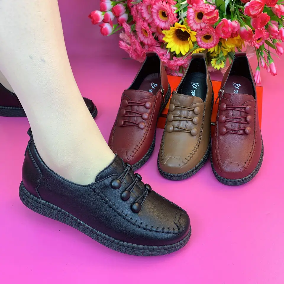 2022 Fashion Women Leather Flats Spring Shoes Comfort Fashion Classic Loafers Casual Leather Shoes Women Large Size 42 Flat shoe