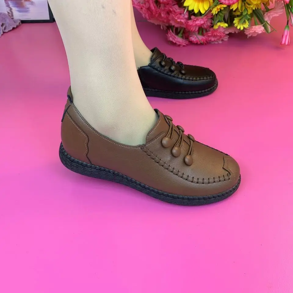 2022 Fashion Women Leather Flats Spring Shoes Comfort Fashion Classic Loafers Casual Leather Shoes Women Large Size 42 Flat shoe
