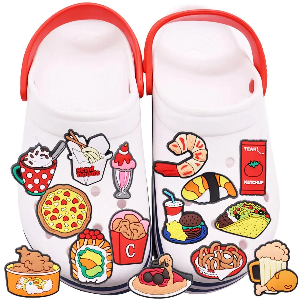 1pcs Candy Hamburger Charms French Fries Drink Garden Sandals Accessor Ice Cream Shoes Decorations Kids Party Present