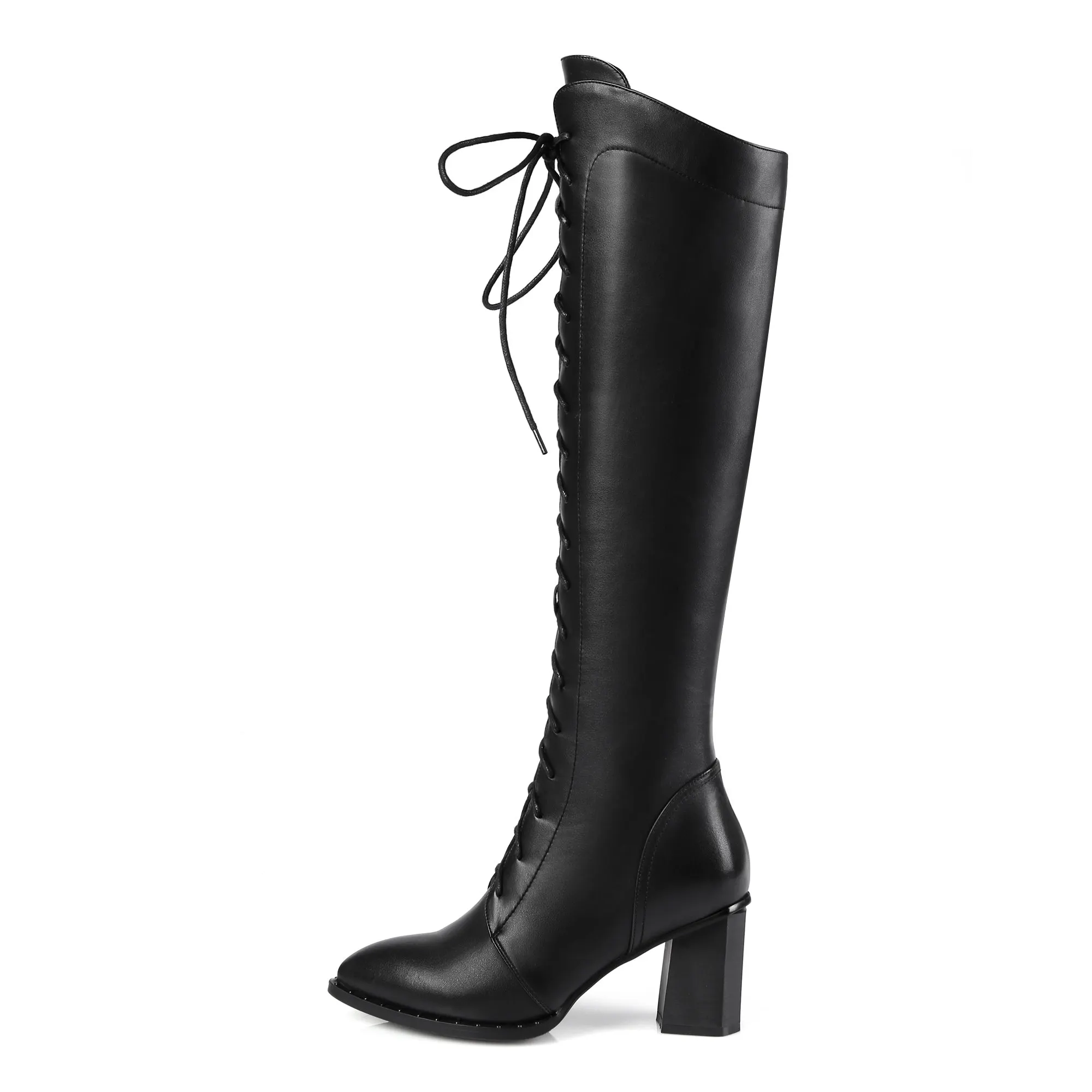 Women Knee High Boots 2026 Luxury Cow Genuine Leather Brown Black High Heels Long Boot Designer Female Winter Shoes Big Size 42