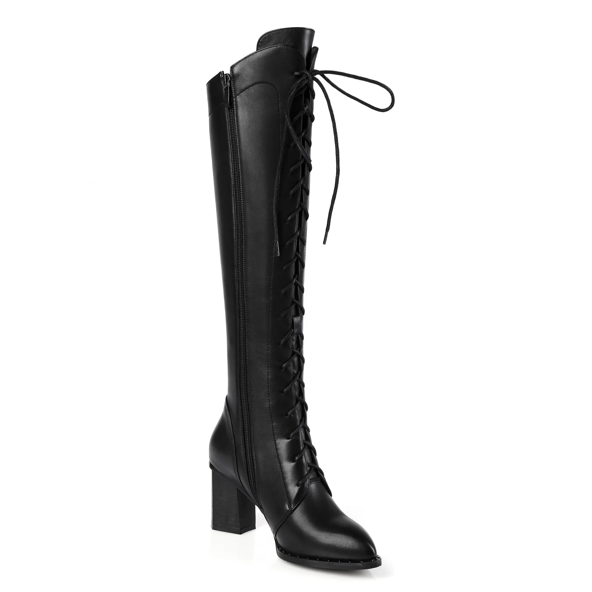 Women Knee High Boots 2026 Luxury Cow Genuine Leather Brown Black High Heels Long Boot Designer Female Winter Shoes Big Size 42
