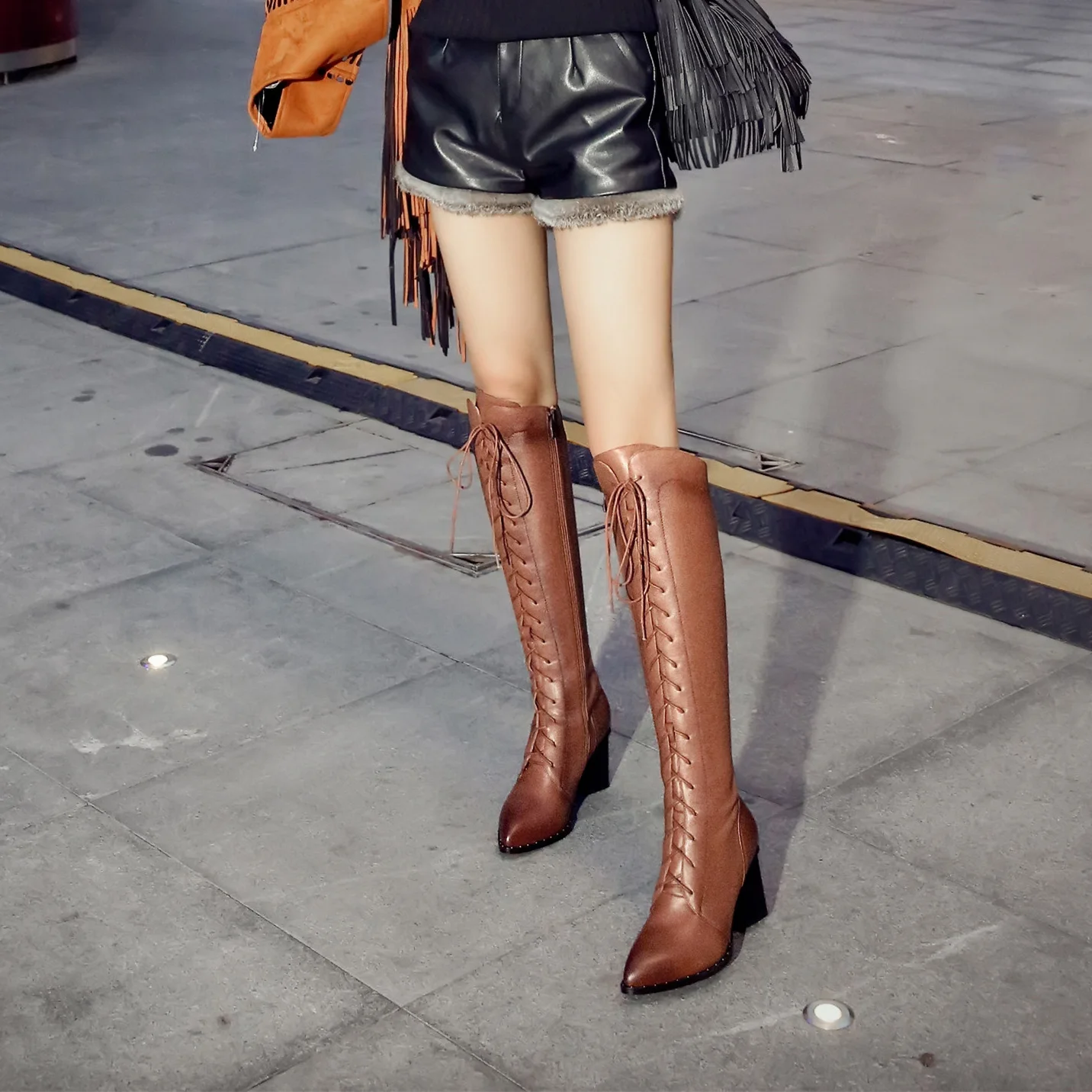 Women Knee High Boots 2026 Luxury Cow Genuine Leather Brown Black High Heels Long Boot Designer Female Winter Shoes Big Size 42