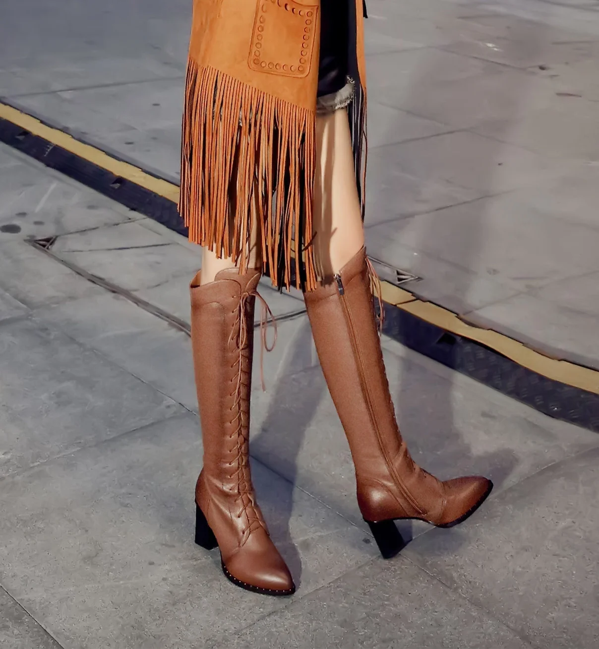 Women Knee High Boots 2026 Luxury Cow Genuine Leather Brown Black High Heels Long Boot Designer Female Winter Shoes Big Size 42