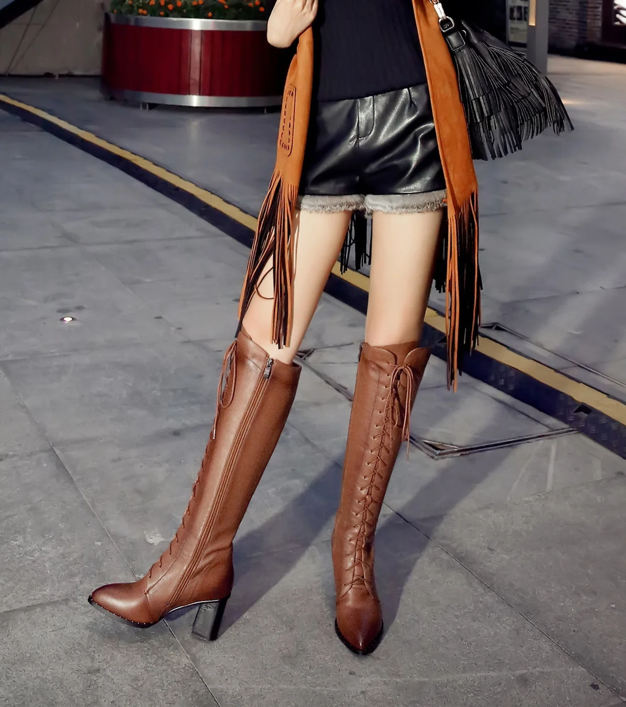 Women Knee High Boots 2026 Luxury Cow Genuine Leather Brown Black High Heels Long Boot Designer Female Winter Shoes Big Size 42