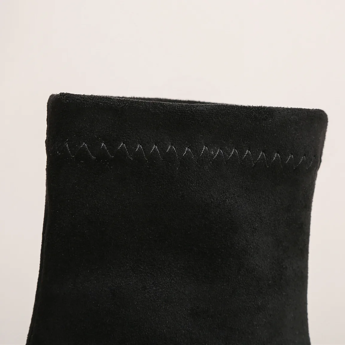 Woman Sock Ankle Boots 2026 Spring Autumn Pointed Toe Low Heel Elastic Flock Black Comfortable Booties Lady Shoes Big Size 42 43