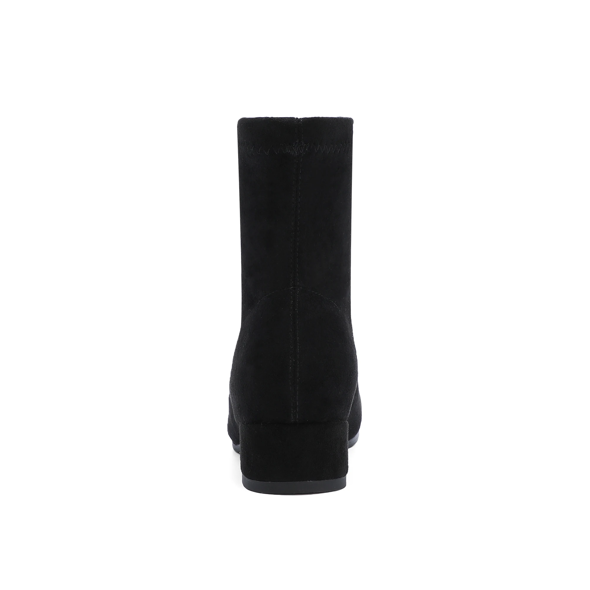 Woman Sock Ankle Boots 2026 Spring Autumn Pointed Toe Low Heel Elastic Flock Black Comfortable Booties Lady Shoes Big Size 42 43