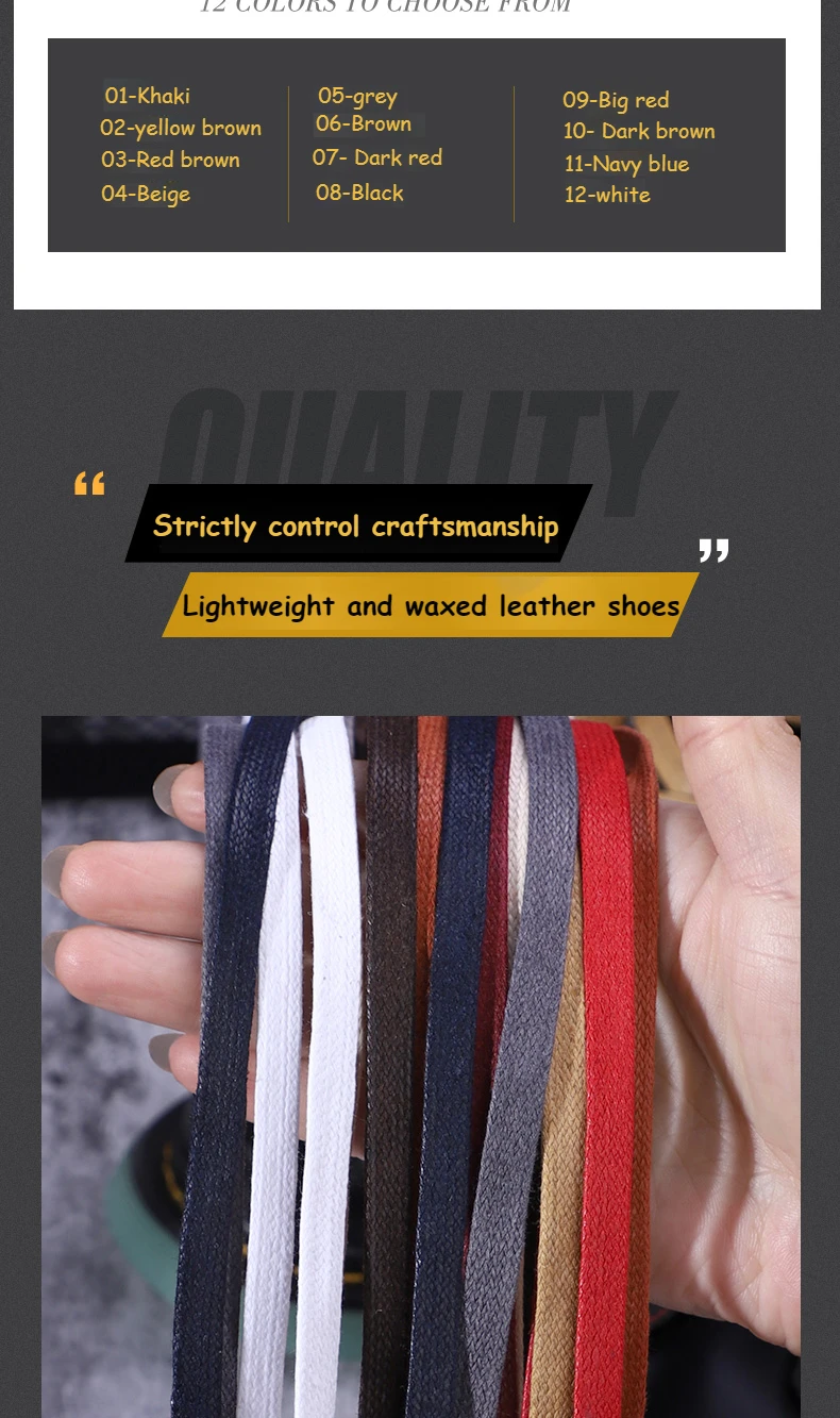 Casual Leather Shoelaces with Men's Women's Mid-high Help Leather Boots Boots Shoelaces Flat Waterproof Waxed Shoes Laces