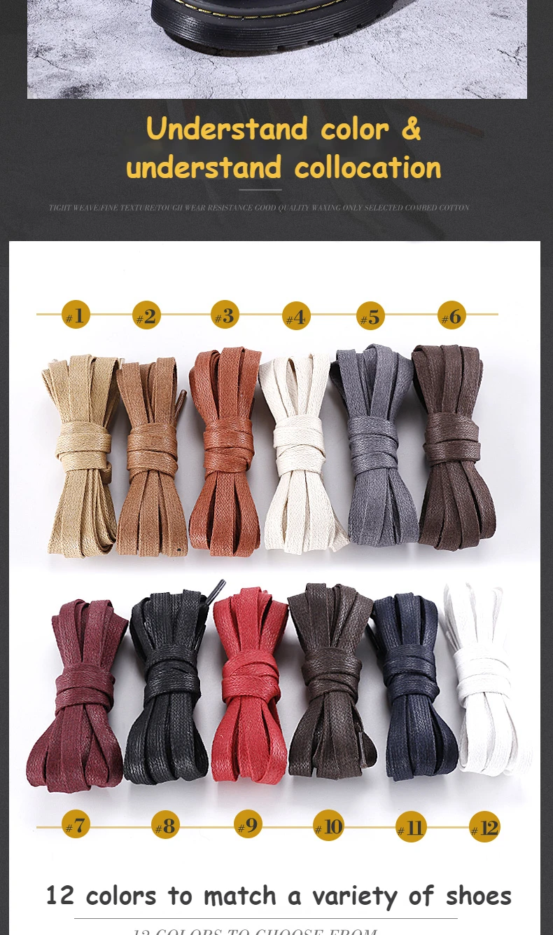 Casual Leather Shoelaces with Men's Women's Mid-high Help Leather Boots Boots Shoelaces Flat Waterproof Waxed Shoes Laces