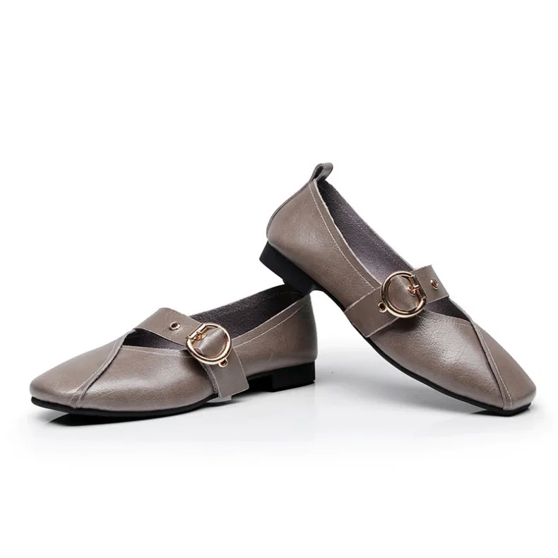 AIYUQI Ladies Spring Shoes 2026 New Genuine Leather Mother Flat Shoes Casual Large Size 41 42 43 Square Comfortable Women Shoes