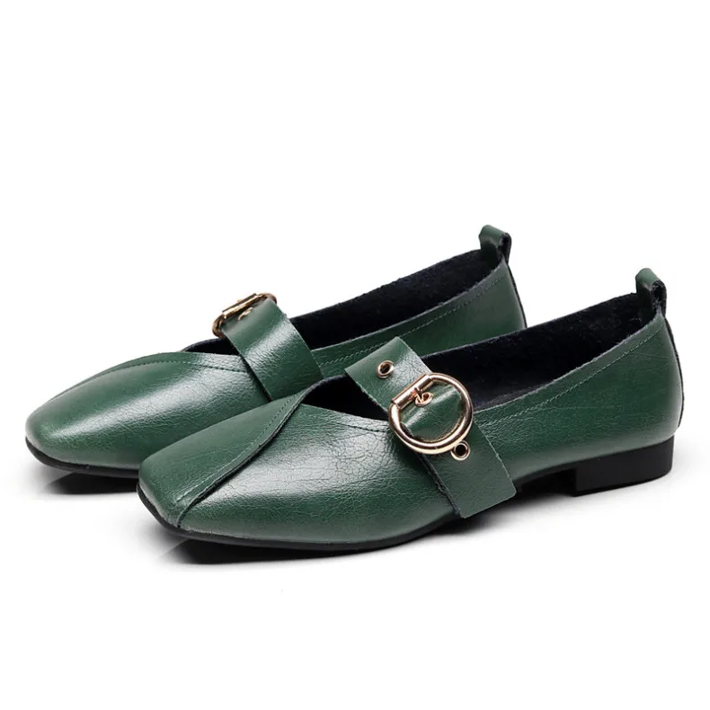 AIYUQI Ladies Spring Shoes 2026 New Genuine Leather Mother Flat Shoes Casual Large Size 41 42 43 Square Comfortable Women Shoes