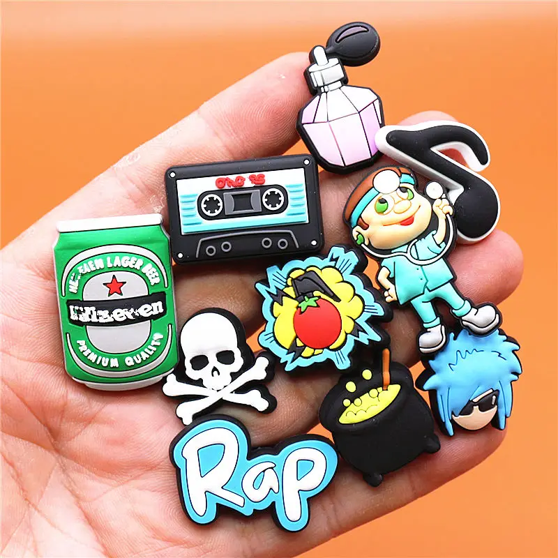 High Quanlity Cartoon Charms Shoes PVC Punk Audio Tape Shoe Decaration Kid's Gift Accessories Perfume Tomato Canned Beer