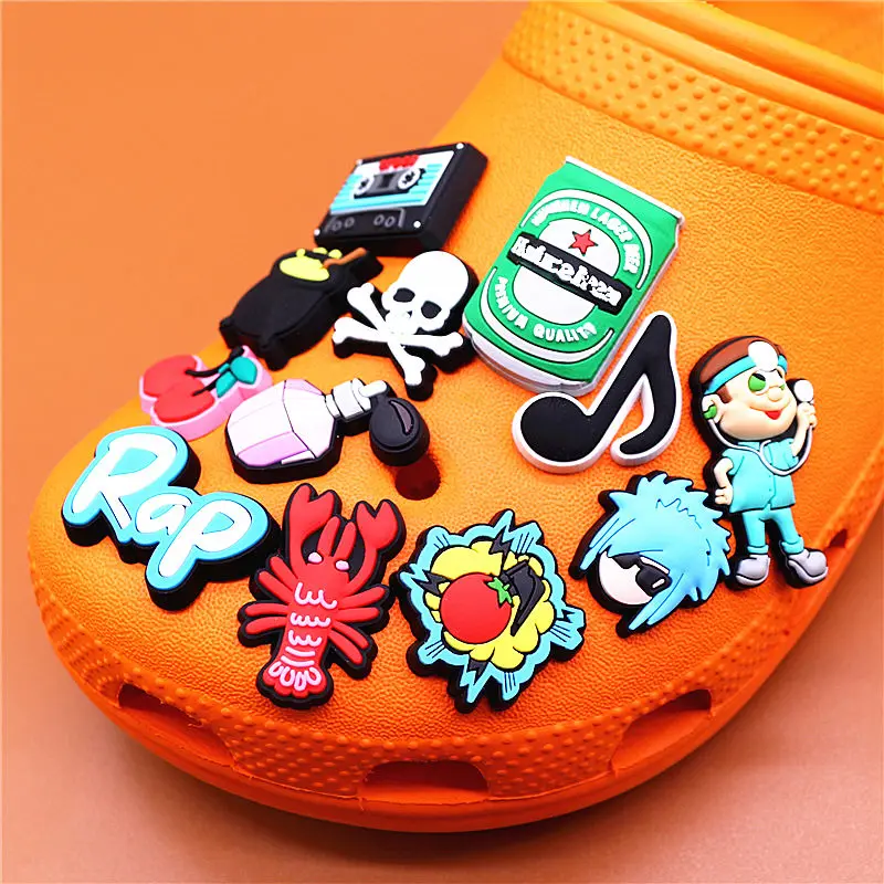 High Quanlity Cartoon Charms Shoes PVC Punk Audio Tape Shoe Decaration Kid's Gift Accessories Perfume Tomato Canned Beer